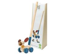 PlanToys Perro de Arrastre y Empuje - Juguete de Madera 3 en 1 - Animales de Arrastre a Partir de 1 Año - Juguete de Madera para Niños