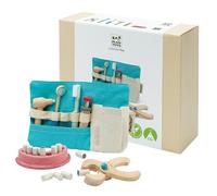 PlanToys Set de Dentista para Niños - Incluye Instrumentos Dentales de Madera y Bolsa de Almacenamiento - Juguete de Dentista para Niños 3 Años
