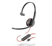POLY Blackwire C3210 Auriculares Alámbrico Diadema Oficina/Centro de llamadas USB Tipo C Negro, Rojo