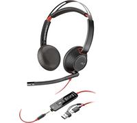 Plantronics Auricular Poly Blackwire 5220 estéreo, USB-C con Conector de 3,5 mm y Adaptador USB-C/A
