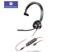 POLY Auriculares monoaurales Blackwire 3315 con certificación Microsoft Teams USB-C + Conector de 3,5 mm + Adaptador USB-C/A