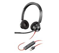 Plantronics, Blackwire 3320 USB-A, Poly, auricular con cable de dos oídos, estéreo, con micrófono de brazo, USB-A para conectarse a PC o Mac, funciona con Teams, Zoom