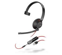 Plantronics Blackwire 5210 Monoaural Diadema Negro, Rojo - Auriculares con micrófono (Centro de llamadas/Oficina, Monoaural, Diadema, Negro, Rojo, Botón, Polipiel, Metal, De plástico)