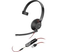 Plantronics Blackwire 5210 Monoaural Diadema Negro, Rojo - Auriculares con micrófono (Centro de llamadas/Oficina, Monoaural, Diadema, Negro, Rojo, Botón, Polipiel, Metal, De plástico)