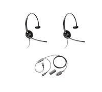 Plantronics Pack 2 Plantronics EncorePro HW510 + Cable Y doble escucha Auriculares ligeros con cable único y micrófono con cancelación de ruido, además de un