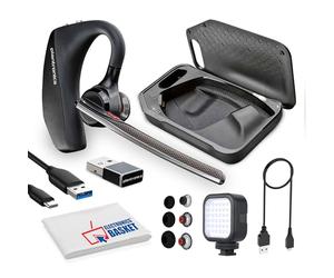 Plantronics Poly Voyager 5200 UC - Auriculares Bluetooth con luz LED, cable tipo C-A, puntas S-M-L, funda carga, cable carga