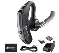 Plantronics Voyager 5200-UC 206110-101 - Auriculares Bluetooth para Smartphones, PC, iOS, Mac, Tablet, incluye funda de carga + cable de carga + dongle USB + USB A-C + paño de microfibra