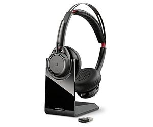 Plantronics Voyager Focus UC B825-M Binaurale Diadema Negro Auricular con micrófono - Auriculares con micrófono (Centro de Llamadas/Oficina, Binaurale, Diadema, Negro, Inalámbrico, 45 m)