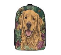 Plants And Flores Mochila Infantil Golden retriever Bolsa De Escolar Niña Niño Bolsas Mochilas Para Colegio Viaje Cámping 17inch
