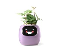 PLANTSIO Smart Pet Planter Robot guía sobre el cuidado de las plantas con emojis, adorable compañero de plantas con rica interacción de gestos, regalo de configuración de escritorio limpio (morado)