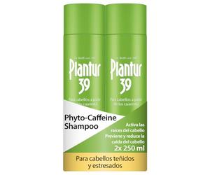 Plantur 39 Phyto-Caffeine Shampoo 2x250ml | Champú de Fito-Cafeína para cabellos teñidos y desvitalizados I Fortalece las raíces del cabello y previne su caída