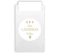 Plantvibes 100 Sobres y 100 Pegatinas de Lágrimas de Felicidad de Papel Natural en Estilo Vintage para la Boda, Pañuelos, Mitones y Joyas