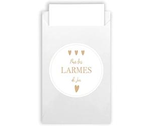 Plantvibes 100 Sobres y 100 Pegatinas de Lágrimas de Felicidad de Papel Natural - French Version White - en Estilo Vintage para la Boda, Pañuelos, Mitones y Joyas