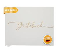 Plantvibes Libro de visitas premium para bodas - 120 páginas de papel de alta calidad, papel grueso, no se rompe, estilo vintage, con título dorado, ideal para bodas, aniversarios, cumpleaños