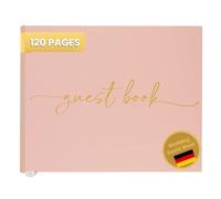 Plantvibes Libro de visitas premium para bodas - 120 páginas de papel de alta calidad, papel grueso, no se rompe, estilo vintage, con título dorado, ideal para bodas, aniversarios, cumpleaños