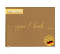 Plantvibes Libro de visitas premium para bodas - 120 páginas de papel de alta calidad, papel grueso, no se rompe, estilo vintage, con título dorado, ideal para bodas, aniversarios, cumpleaños