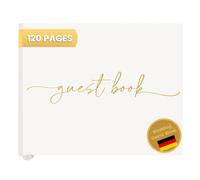 Plantvibes Libro de visitas premium para bodas - 120 páginas de papel premium, papel grueso, no traspasa, estilo vintage, con título dorado - ideal para bodas, aniversarios, cumpleaños (blanco)