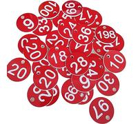 PLAOEGCN 100 etiquetas for llaves numeradas del 1 al, llavero de puerta digital grabado redondo for taquillas, y organización(Rosso)