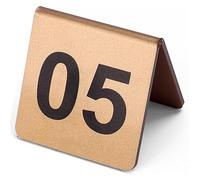 PLAOEGCN Números de mesa de acrílico dorado estilo tienda, placas de números de evento de banquete de restaurante de doble cara 6 × 6 × 5 cm(1 to 70)