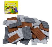 Plaque de Construction Classique de 130 pièces, Couleurs assorties, Avec Plaque de Base de 11 Tailles, Compatible Avec Les pièces et éléments Lego, pour la plupart Des Marques. (Gray, 60pcs)