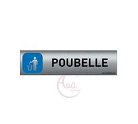Plaque de porte aluminium brossé imprimé -Dimensions 200 x 50 mm - Double face adhésif au dos - Impression UV directement sur l'aluminium (Pas de contre collage) (Poubelle)