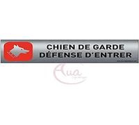 Plaque de porte aluminium brossé imprimé -Dimensions 200 x 50 mm - Double face adhésif au dos - Impression UV directement sur l'aluminium (Pas de contre collage) (Chien de garde)