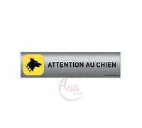 Plaque de porte aluminium brossé imprimé -Dimensions 200 x 50 mm - Double face adhésif au dos - Impression UV directement sur l'aluminium (Pas de contre collage) (attention au chien)