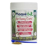 PLAQUE OUT Para gatos FUSSY CATS! 200 g de placa y eliminación de sarro, solución orgánica 100 % natural para problemas de higiene bucal, incluyendo placa, sarro y mal aliento, multiácaros (200 g,