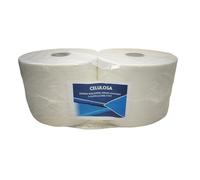 PLASACAR | Pack de 2 Bobinas Secamanos | Papel Celulosa Blanco Gofrado | Doble Capa | Ancho 25 cm x Largo 215 metros x 715 servicios | Recomendada para uso industrial | Pack 2 unid.