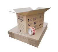 Plasacar S.L.-Caja de Cartón Kraft Doble Canal Extra Fuerte 60x40x40 cm + Precinto muy Frágil (ESPECIAL MUDANZAS)