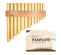 Plaschke Zampoña, Flauta de pan con cinturón de madera, hecha a mano con libro, made in Italy, 12 tubo