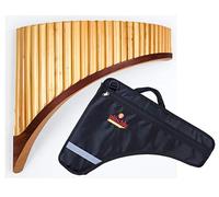 Plaschke Zampoña, Flauta de pan concierto con zapata de madera, hecha a mano con estuche/bolsa, 25 tubo-Sol