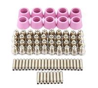 Plasma Cutter Consumables Kit 80pc | AG60 SG55 Torch Electrodes & Nozzles | Well - Made Parts for CUT60 / LGK60 / P - 60 Plasma Cutters | Galvanized Copper, Ceramic Protective Cups