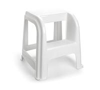 Plast Taburete de plástico con escalón, Silla Escalera práctica Dos escalones Blanco