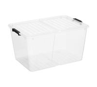 Plast Team Contenedor Home Flex 15/50L con doble tapa plegable y clips | caja transparente resistente para almacenamiento en el hogar (50 L)