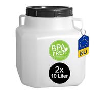 plasteo® 2 recipientes de almacenamiento de 10 litros, sin BPA, rectangulares, con asa de plástico y tapa, para cocina, pasta, arroz, cereales, alimentos para pescado