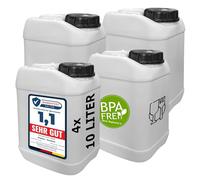 plasteo® 4 bidones de agua para bebidas de cuello ancho de 10 L, color blanco, apto para alimentos, fabricado en la UE, aprobado por las Naciones Unidas, para interior y exterior, sin BPA (4 bidones)