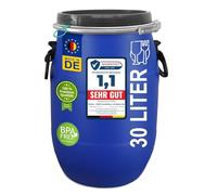 Plasteo® Barril de 30 litros, apto para alimentos, aprobado por la FDA, de boca ancha, hermético, apilable y apto para palés