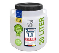 plasteo Barril de cuello ancho con tapa de rosca y asas, anillo de sujeción de plástico universal para alimentos agua de lluvia 20 litros de color natural rectangular