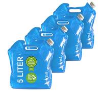 plasteo Bidón de agua plegable, 4 x 5 l, sin BPA, para agua potable, camping, festivales, jardín, bidón plegable, de emergencia, estable, a prueba de fugas, ligero y compacto (4 x 5 litros)