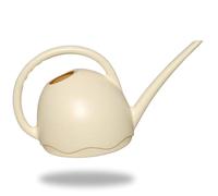 Plastia Regadera pequeña para plantas de interior, 1,8 L, regadera Medusa con boquilla larga, regadera de plástico para interiores, color beige