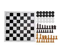 Plastic 2 en 1 Draft de ajedrez Internacional Juegos de Viajes portátiles Toy Intelectual para Fiestas de diversión Familiar al Aire Libre Camping Hotel Lobby 25x25cm 56 Piezas