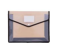 Plastic Binder Wallets A4 Transparent Lightweight File Bag Portable Waterproof Folder Document Holder Large Capacity Button Storage School(B4 Black)