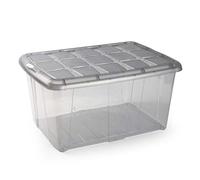 PLASTIC FORTE, Caja de almacenamiento, Gris, 60 litros, sin ruedas