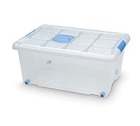 Plastic Forte Caja de Almacenamiento, Nº3 36 litros Transparente 25x59x40cm con Ruedas