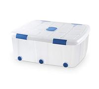 PLASTIC FORTE, Caja de almacenamiento, TRANSPARENTE, 100 litros, con ruedas