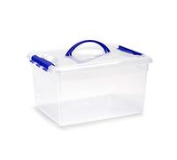 PLASTIC FORTE, Caja de almacenamiento, Transparente, 12 litros, con asa
