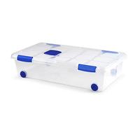 PLASTIC FORTE, Caja de almacenamiento, TRANSPARENTE, 30 Litros, con ruedas