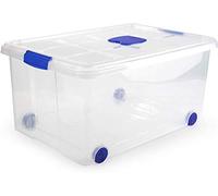 PLASTIC FORTE, Caja de almacenamiento, TRANSPARENTE, 55 Litros 62x45x32 cm, con ruedas
