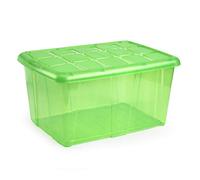 PLASTIC FORTE, Caja de almacenamiento, Verde translucido, 60 litros, sin ruedas
